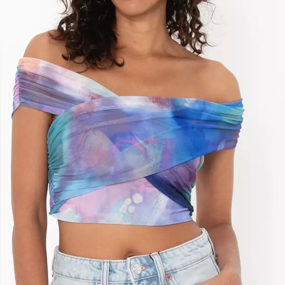 Bershka Tulle Bandeau Multi Color Top Size Medium